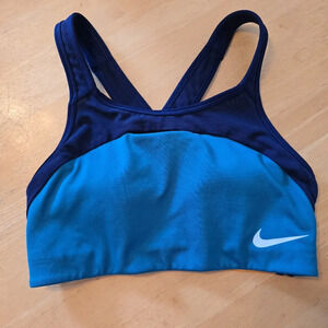 Nike dri-fit blue and orange XSmall sports bra with padding.